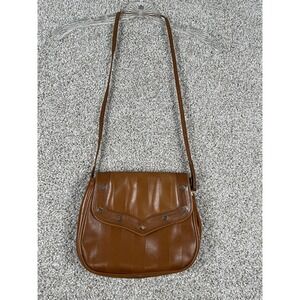 Vintage 80's Barbara Bolan Made in Italy Brown Leather Shoulder Bag Studded Flap